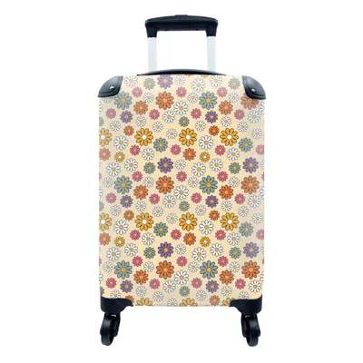 Produktbild von MuchoWow® Koffer Handgepäck Trolley Rollkoffer Kleine Reisekoffer mit 4 Rollen - Vintage - Muster - Blumen - Pflanzen - Cabin Size < 55x40x23 cm & 55x40x20 cm - Fotokoffer - Kabinenkoffer - Boardgepäck - Reise-Box - Reisekoffer - Reisegepäck - Koffer mit Bild - Trolley für Kinder