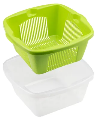 Produktbild von Schüssel mit Abtropfsieb 27 cm Salatschüssel Sieb transparent grün
