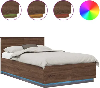 Immagine prodotto di Struttura del letto con strisce LED Rovere Marrone 135 x 190 cm