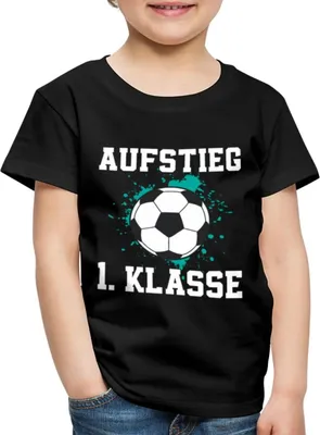 Produktbild von Spreadshirt Einschulung Schulkind 2025 Fußball Geschenk 1. Klasse Kinder Premium Bio T-Shirt, 122/128 (6 Jahre), Schwarz
