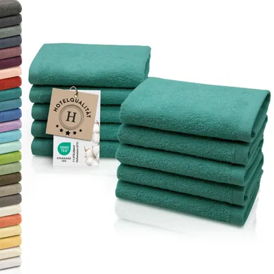 Produktbild von 10er Set Seiftücher, Baumwolle, 30x30 cm, 420g/qm, türkis (grün)
