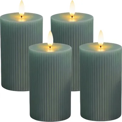 Image de Bougies sans flamme à cire véritable LED, flamme vacillante, lot de 4