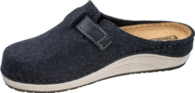 Produktbild von Fischer Damen Pantoffel Filz Klettverschluss Hausschuh Kontrastsohle 646463, Größe:42 EU, Farbe:Blau