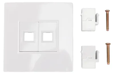 Immagine prodotto di Piastra a muro Ethernet Cat6 a 2 porte, con connettore rimovibile a modulo Keystone compatibile con dispositivi Cat5, Cat5e, Cat6 e Cat6a