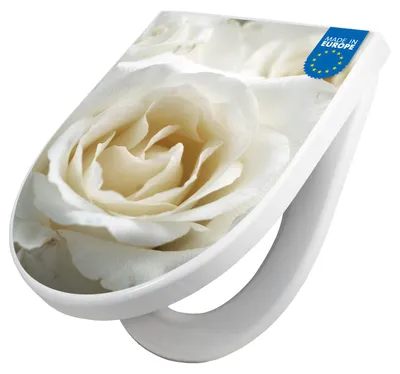 Produktbild von WC Sitz mit Absenkautomatik D Form Motiv White Roses [TDW3 10108]