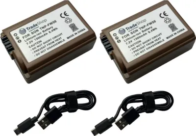 Produktbild von 2x Trade-Shop Li-Ion Akku 7,2V 1300mAh Ersatz Batterie kompatibel mit Sony Digitalkamera Camcorder ersetzt NP-FW50 / mit Typ-C Anschluss, NTC, V1
