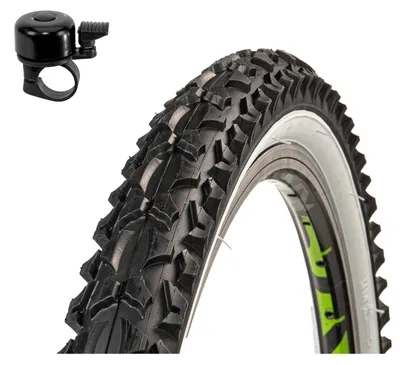 Produktbild von 1 x Roverstone Fahrradreifen 26 x 2,125 (57-559) Schwarz/Weiß inkl. Fahrradklingel