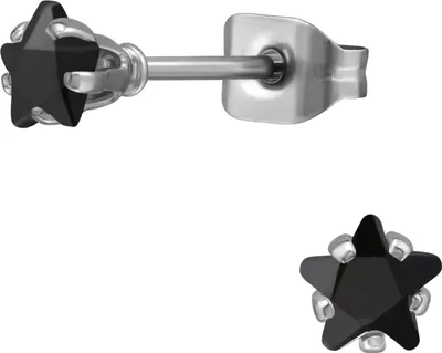 Image de Clous d'oreilles en forme d'étoile de 4 mm en acier inoxydable avec zircone, couleur argent, taille unique, Maxte