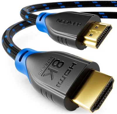 Produktbild von deleyCON - 1m - 8K HDMI 2.1 Kabel 48G - Nylon - 8K@60Hz / 4K@120Hz / 1080P@240Hz - 7680x4320p Dolby DTS HDR eARC CEC UHD-2 Ethernet - Schwarz