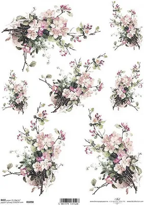 Produktbild von ITD Reispapier Decoupage Bastelpapier, A4 R1098 Blumen