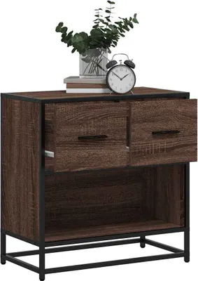 Obrázok produktu pre vidaXL Nočný stolík hnedý dubový vzhľad 60x31x60 cm materiál na báze dreva kov