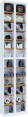 Immagine prodotto di Ripiano per CD in legno | Scaffale CD con spazio per 408 CD o 144 DVD o 80 Video | Dimensioni: H. 183 x W. 42 x D. 20 cm | Elegante scaffale CD/DVD | Blu ray Regal – Almera