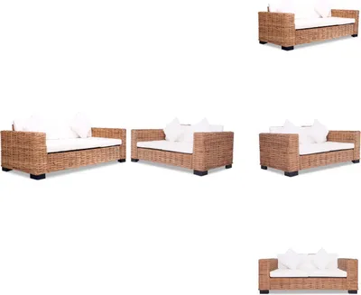 Image de ensemble de canapés vidaXL 15 pièces. Rotin naturel - Canapés