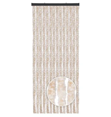 Produktbild von Flauschvorhang Wohnmobil 56x185cm Meliert Beige/Weiß, Chenille Insektenschutz, Türvorhang für Camping, geräuschlos, wetterfest, luftdurchlässig