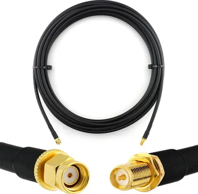 Immagine prodotto di cavo coassiale da 5 m RP-SMA maschio a RP-SMA femmina - Cavo di prolunga da 5 metri a bassa perdita per antenna HF-240 (equivalente a LMR 240) da 50 ohm - per antenna router WiFi Wireless RF WLAN radio modem