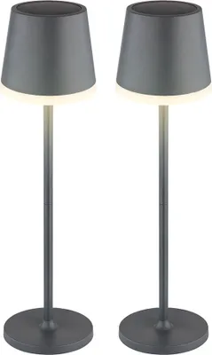 Produktbild von 2x LED Solarleuchte, Tischlampe anthrazit, H 41 cm