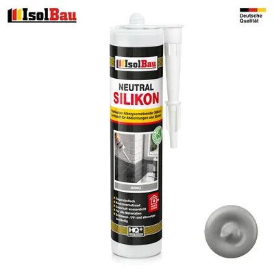 Isolbau Neutralsilikon Grau 300 ml Natursteinsilikon Dichtstoff Fugen Innen Außen