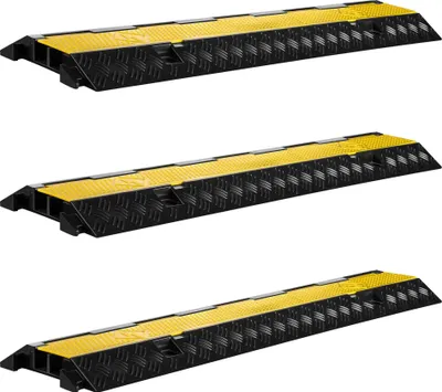 Immagine prodotto di Wiltec Ponte per cavi 98 x 24 x 4,5 cm 3 pezzi, canalina per cavi 13 t Capacità di carico con 2 canali, protezione antiurto fino a 30 km/h, protezione antiurto per cavi in PP e gomma