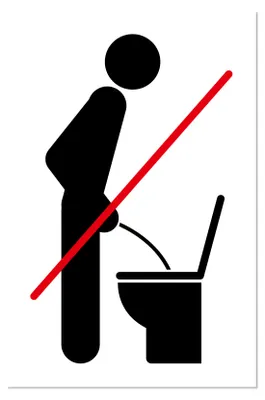 Produktbild von Deko Aufkleber Toilettendeckel – Lustiger Badezimmer Funsticker für WC Deckel / Spülkasten R173-18 stehend pinkeln verboten