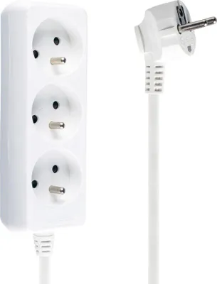 Obrázok produktu pre Sieťový predlžovací kábel s uzemnením 5m 3x1mm 3 zásuvky 10A biely