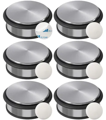 Produktbild von WELLGRO Türstopper Edelstahl Set 1,2 kg + Wandtürstopper für Boden & Wand – moderner Türfeststeller & door stopper, Schutz für Tür, Wand & Klinke, robust & langlebig, Stückzahl:6 Stück