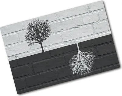 Produktbild von Tulup Glas Herdabdeckplatte - 80x52 cm - Glaskeramikkochfeld-Abdeckung Spritzschutz Glasabdeckplatte - Einteilig - Kunst: Modern & Klassisch - Bäume Wand - Grau