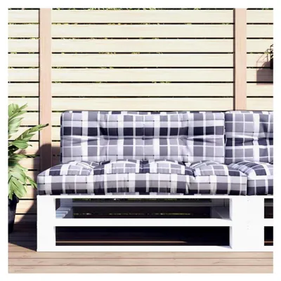Produktbild von Palettenkissen mit grauem Karomuster 120x40x12 cm für Gartenmöbel und Terrassenliegen