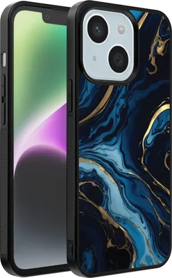 Zdjęcie produktu dla Smartphonica Etui na telefon iPhone 14 Plus z marmurowym nadrukiem - Etui z TPU z marmurowym wzorem - Złoto-Niebieski