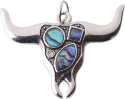 Produktbild von Western Muschelimitat Kette mit Bisonkopf