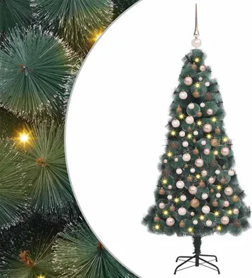 Obrázek produktu pro Umělý předsvícený vánoční stromek s sadou koulí Zelená 120 cm