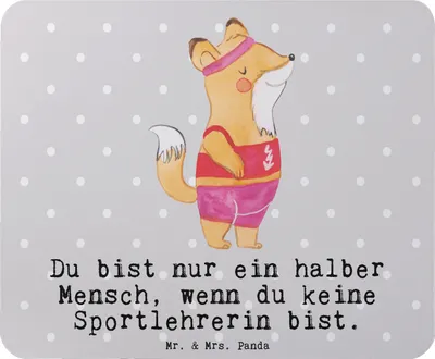 Produktbild von Mr. & Mrs. Panda Mauspad Sportlehrerin Herz - Grau Pastell - Geschenk, mausteppich, Mouse Pad, laptop, Mousepad, computer