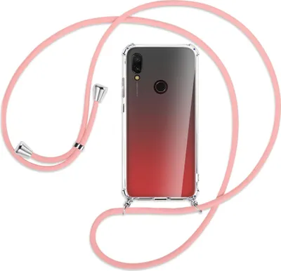 Produktbild von Handykette Backcover-Schutzhülle mit Band (Metall silberfarben) für Xiaomi Redmi 7 - rosa