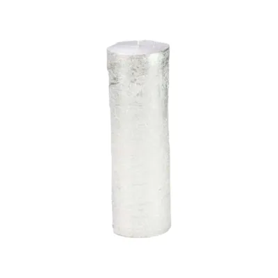 Image de Bougie décorative Stumpenkerze, diamètre 5 cm, hauteur 15 cm, argentée, durée de combustion d'environ 35 heures.