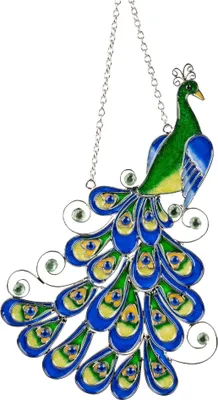 Produktbild von Hängedeko Pfau blau Tiffany Art L. 23cm aus Acryl Formano F25