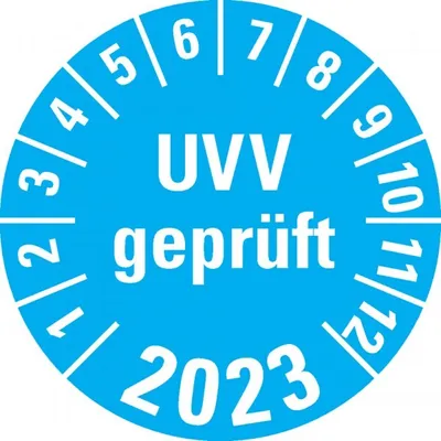 Produktbild von Dreifke® Aufkleber I Prüfplakette UVV  2023, hellblau, Dokumentenfolie...