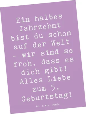 Produktbild von Mr. & Mrs. Panda Postkarte Spruch 5. Geburtstag Freude - Lavendeltraum - Geschenk, Happy Birthday, Jubiläum, Ansichtskarten, Alter, Postkarten, bleibende Erinnerungen