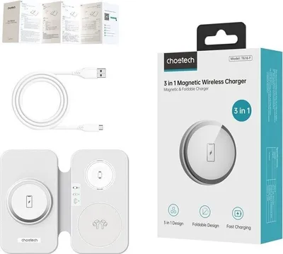 Zdjęcie produktu dla Choetech T616-F 3-in-1 inductive charger (white)