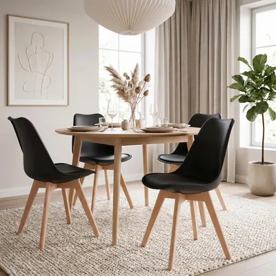 Immagine prodotto di Sedie per sala da pranzo ABBY set di 4, nero - sedie da pranzo con schienale ergonomico, sedie da cucina in robusto polipropilene e rivestimento di facile manutenzione, mobili per sala da pranzo per un ambiente moderno