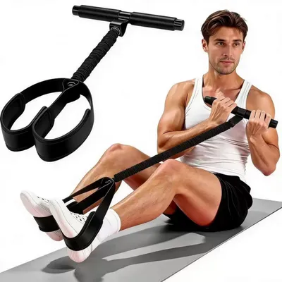 Produktbild von Pedal Widerstandsbänder mit Griff,Multifunktions Bauchtrainer(Schwarz,75 lbs)Fitnessband Sit-Up Trainingsgeräte,für Fitness Abnehmen Training Yoga
