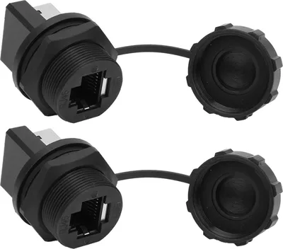 Zdjęcie produktu dla 2 szt. RJ45-180° RJ45 Złącze słupkowe Zewnętrzny wodoodporny adapter RJ45 IP67