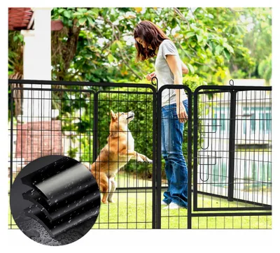 Produktbild von Welpenlaufstall 6 Gitter 80 x 80 cm Freilaufgehege für Hunde, faltbar und flexibel, Welpengitter für Wohnung und Garten