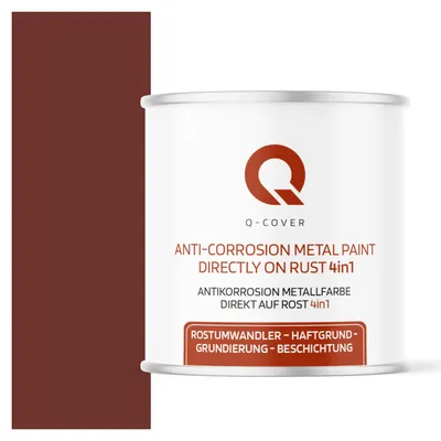 Produktbild von ANTIKORROSION METALLFARBE | DIREKT AUF ROST 4 IN 1 Oxidrot RAL 3009 2,5L SATIN ANTI-ROST METALLSCHUTZLACK METALLLACK