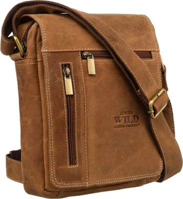 Produktbild von Always Wild | Herrentasche im Vintage-Stil, mit verstellbarem Riemen, Braun, 21x24x8 cm
