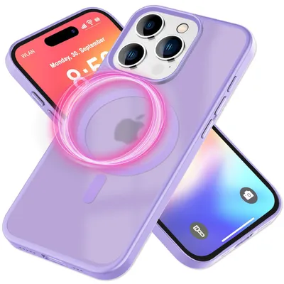 Immagine prodotto di Custodia magnetica NALIA per iPhone 16 Pro Max – Trasparente opaca e MagSafe – MATTEX (antiscivolo, resistente agli urti, anti-impronta) – Marchio di Berlino – Viola