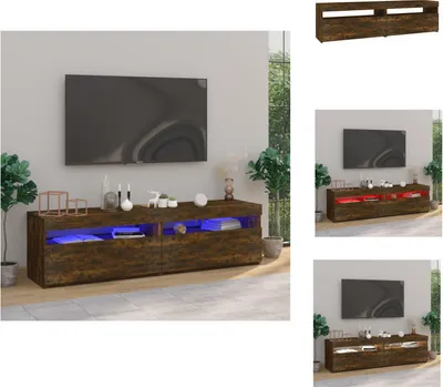 Image de vidaXL Armoire TV avec lampes LED 2 pcs. Chêne fumé 75x35x40 cm - Meuble TV