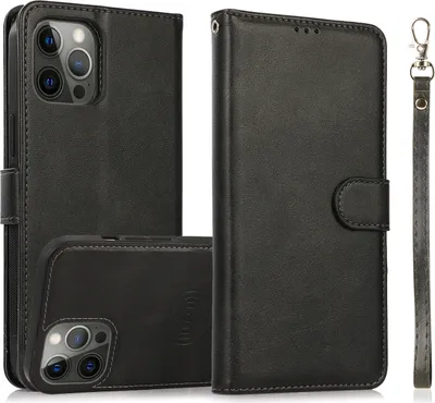 Produktbild von Mobigear Wallet iPhone 16 Pro Hülle Abnehmbare 2in1 Klapphülle Geldbörse - Schwarz