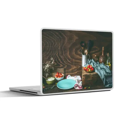 Produktbild von MuchoWow® Laptop Aufkleber Sticker Cover Rustikal - Obst - Küchenutensilien - Erdbeere 31x22.5 cm - Laptop-Deko