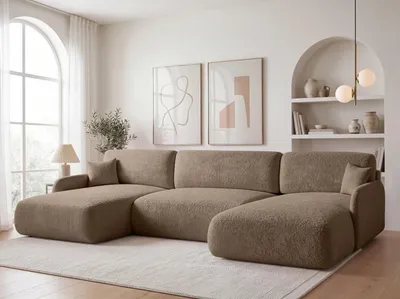 Zdjęcie produktu dla FurMeb24 SOFA NAROŻNA z funkcją spania i schowkiem na pościel PIERRO U 357 cm × 175 cm × 88 cm Tkanina Anthology 4