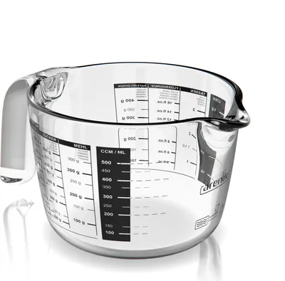 Produktbild von Arendo Messbecher 500 ml Glas Messkrug, Borosilikatglas, Mikrowellengeeignet, Glas, 0,5l, präzise Skala, hitzebeständig, mikrowellengeeignet, Küchenhelfer