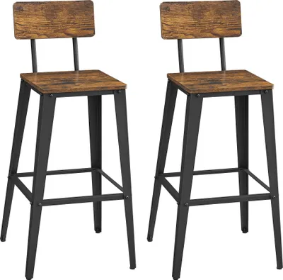 Produktbild von VASAGLE Barhocker, 2er Set, Barstühle, Küchenstühle, mit Rückenlehne 078B01